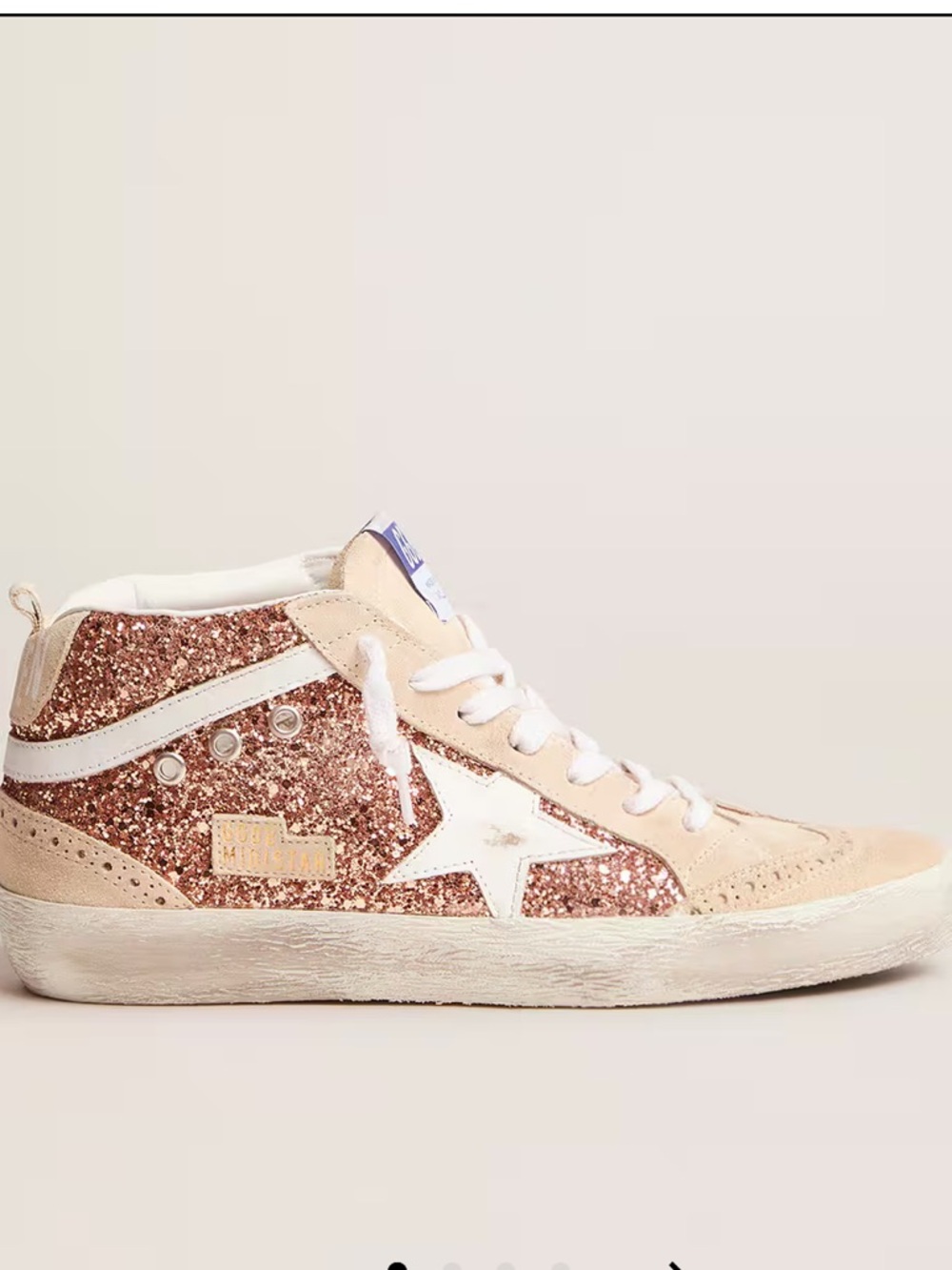 Golden Goose Mid Star with Pink Glitter, Size 41